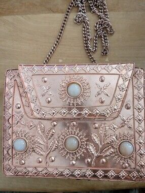 From St Xavier Elmie Rose Gold Rose Quartz Metal Clutch Anthropologie